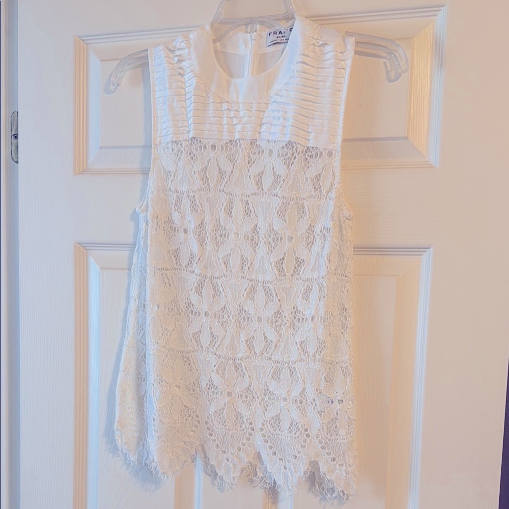 EUC Frame denim Sleeveless Lace Blouse